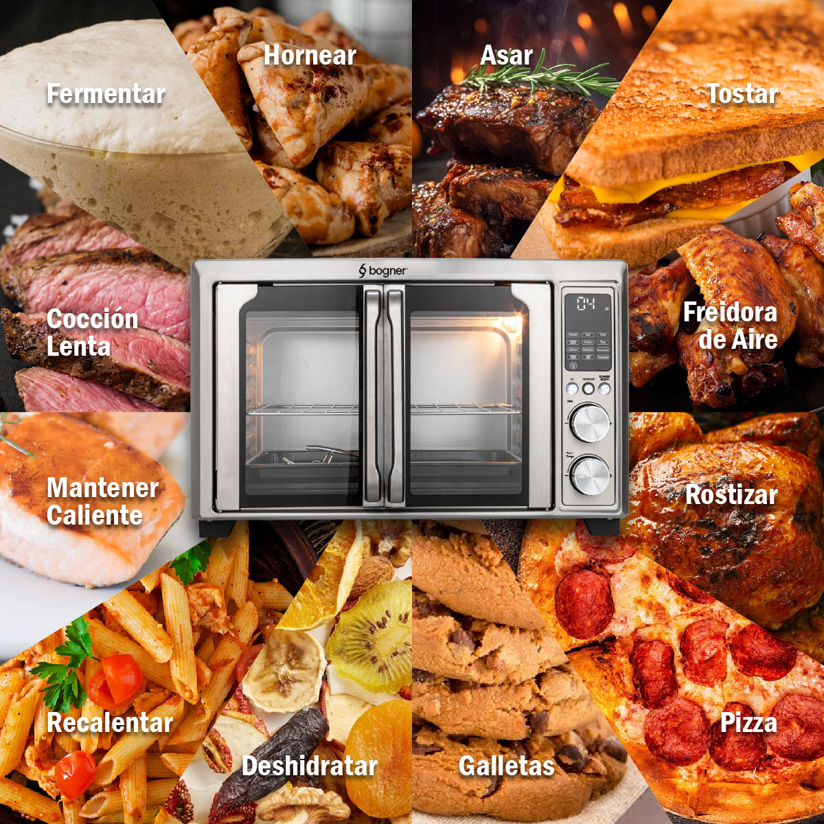 Bogner Horno Freidora De Aire Acero Inox 30l BAF300