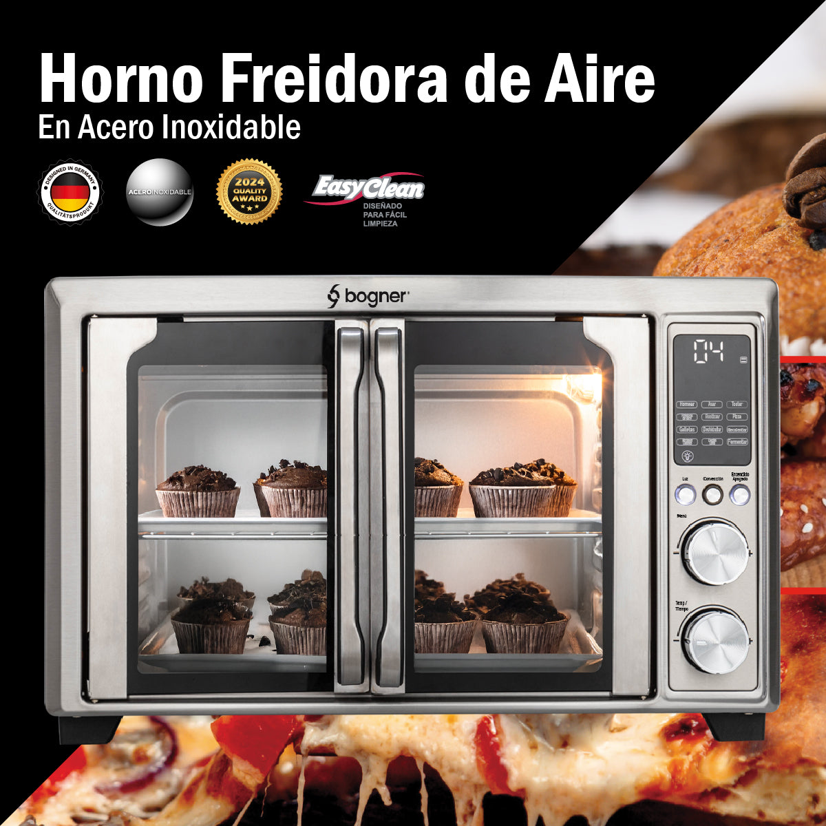 Bogner Horno Freidora De Aire Acero Inox 30l BAF300