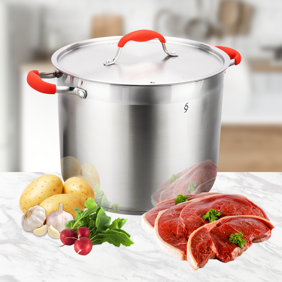 Olla con Vaporera de Acero Inoxidable de 13.5 Litros Bogner BCP13-5L