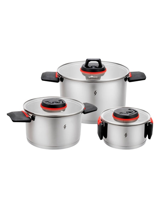 Batería de Cocina Apilable de Acero Inoxidable de 3 Piezas Bogner BCPS03