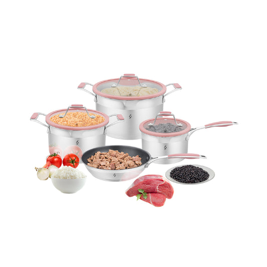 Bogner Batería De Cocina 7 Pz Acero Inox Bcps06 Rosa