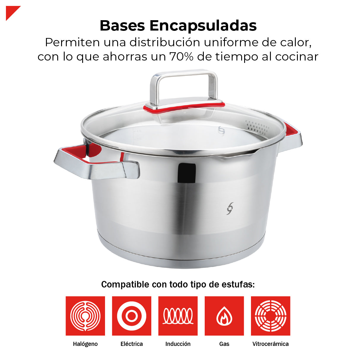 Bogner Batería De Cocina Acero Inoxidable 6 Piezas BCPS06SS