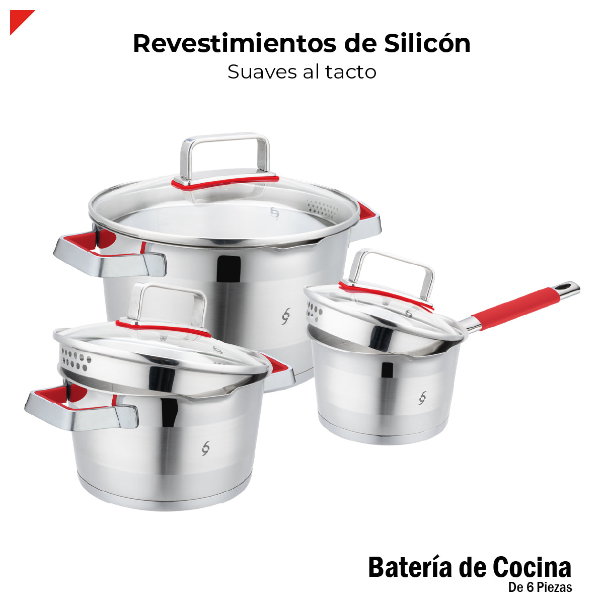 Bogner Batería De Cocina Acero Inoxidable 6 Piezas BCPS06SS