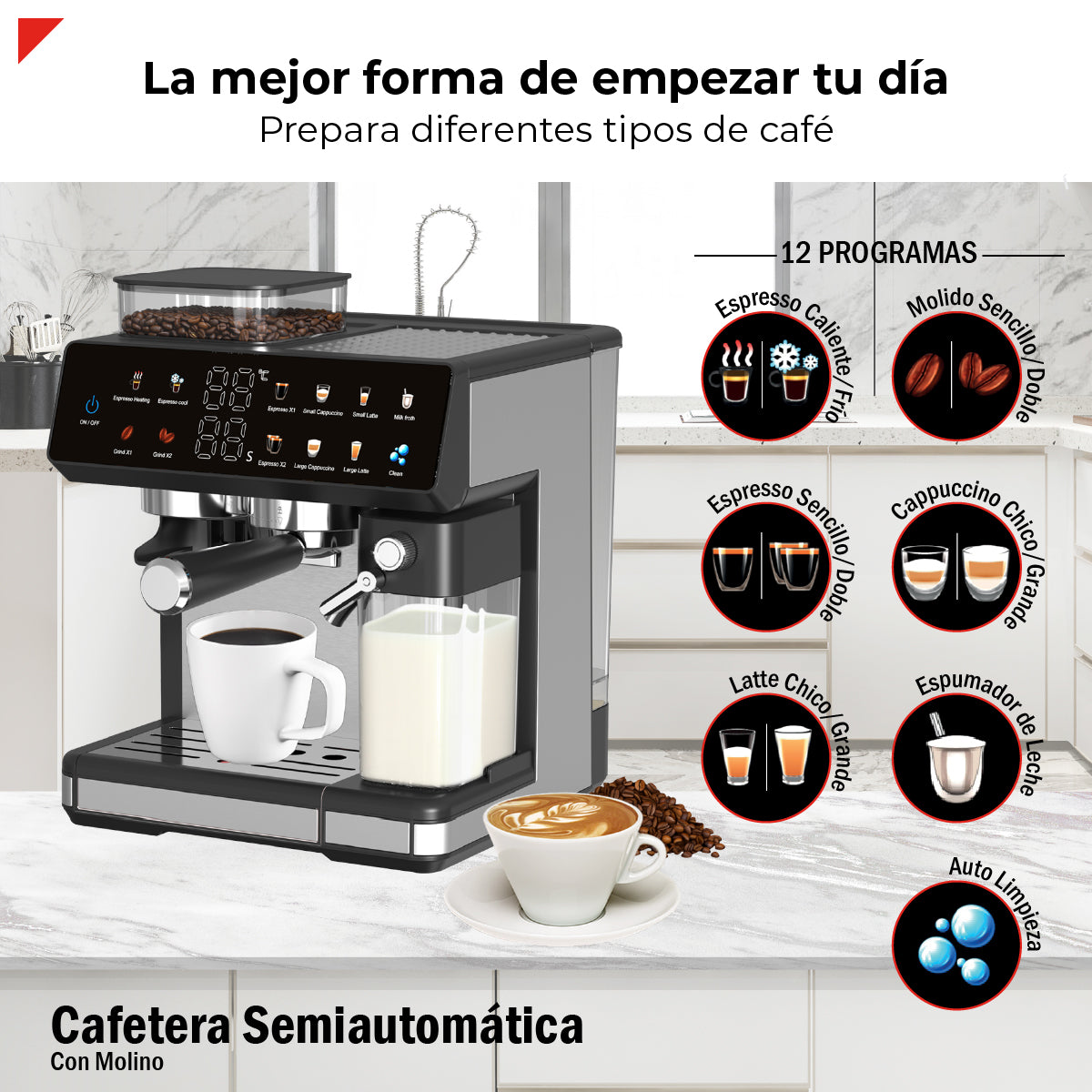 Cafetera Semiautomática Con Molino 20bar Bogner