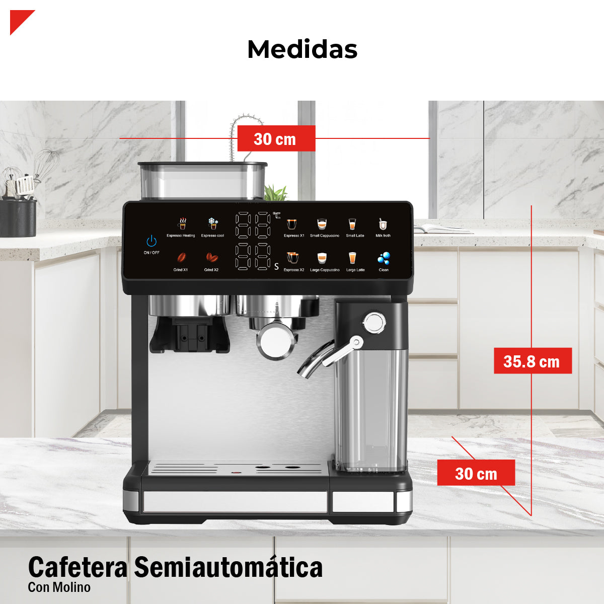 Cafetera Semiautomática Con Molino 20bar Bogner