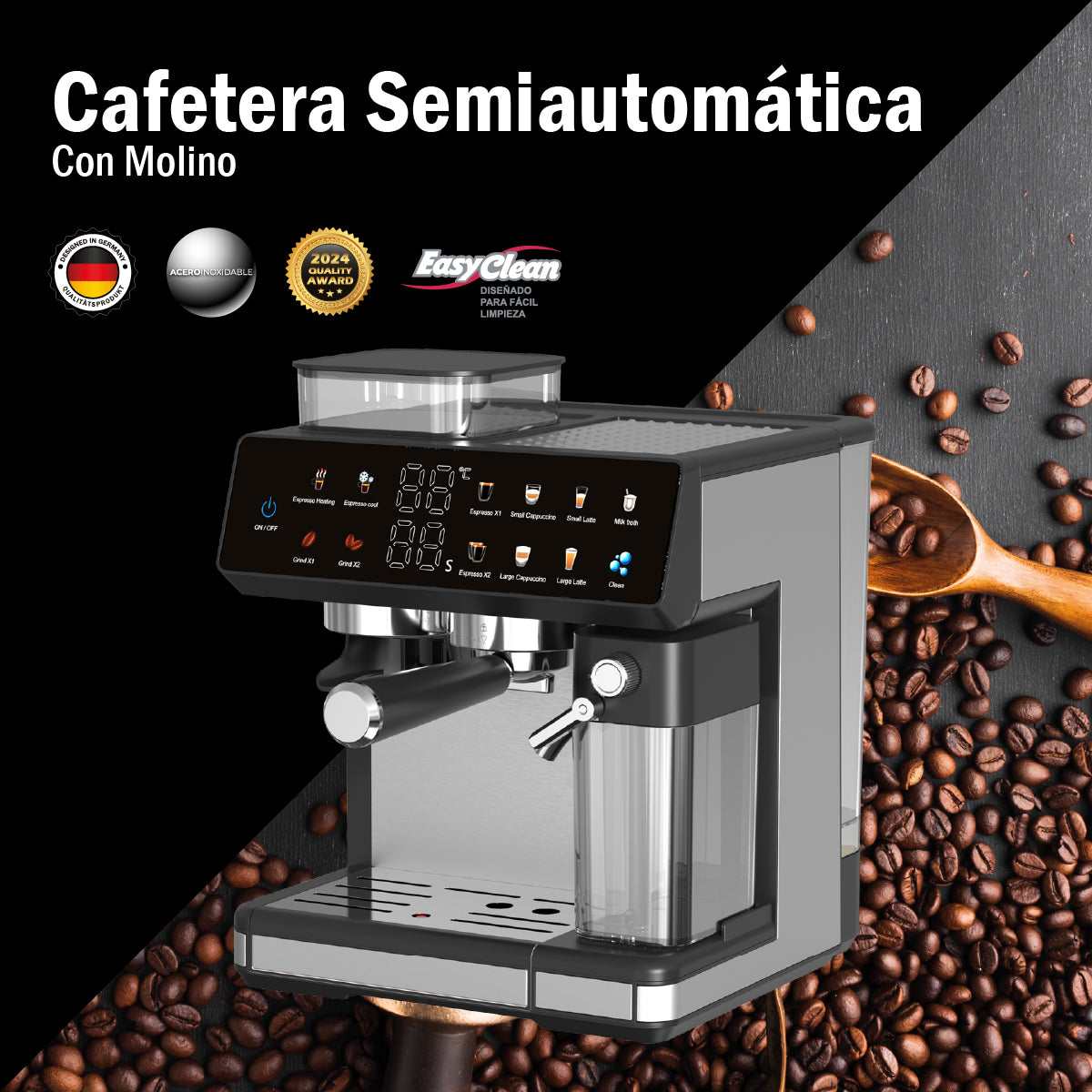 Cafetera Semiautomática Con Molino 20bar Bogner