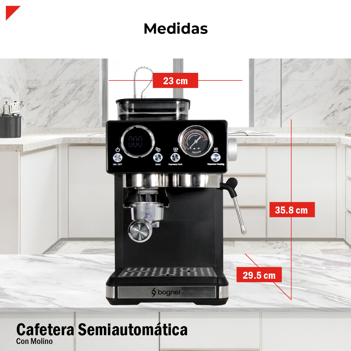 Bogner Cafetera Semiautomática 20b Con Molino BDCM20G