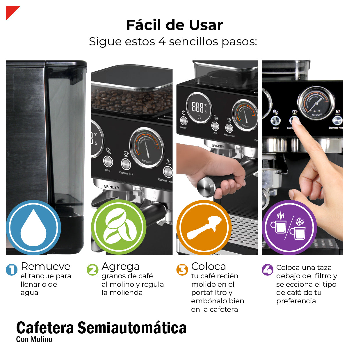 Bogner Cafetera Semiautomática 20b Con Molino BDCM20G