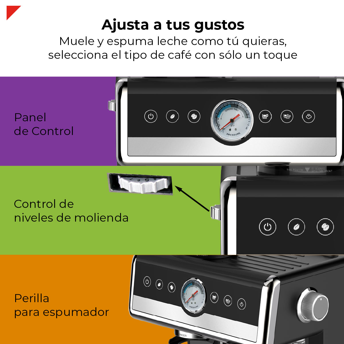 Bogner Cafetera Espresso BDCM22 20 Bares – Molinillo Integrado, Espumador de Leche, 2 Tazas, 2.6L, 2250W