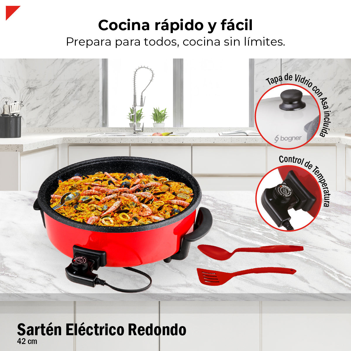 Sartén Eléctrico Antiadherente 7.5L Bogner