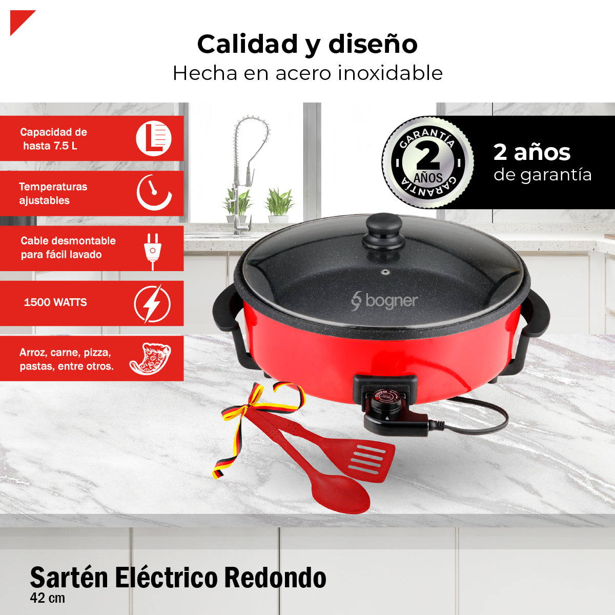 Sartén Eléctrico Antiadherente 7.5L Bogner