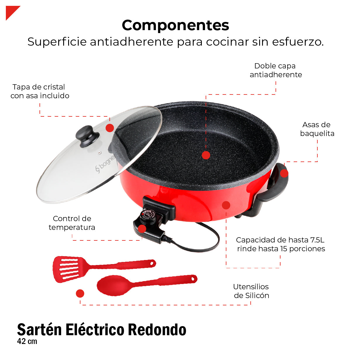 Sartén Eléctrico Antiadherente 7.5L Bogner