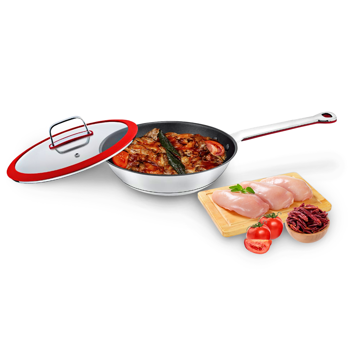 Sartén de 24 cm de Acero Inoxidable con Tapa Bogner BFP24L
