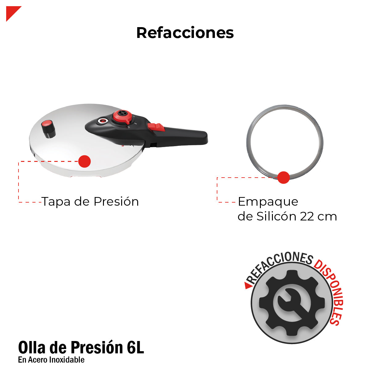 Bogner Olla de Presión de 6L BPCR06L – Acero Inoxidable 304, 5 Sistemas de Seguridad, 2 Niveles de Cocción
