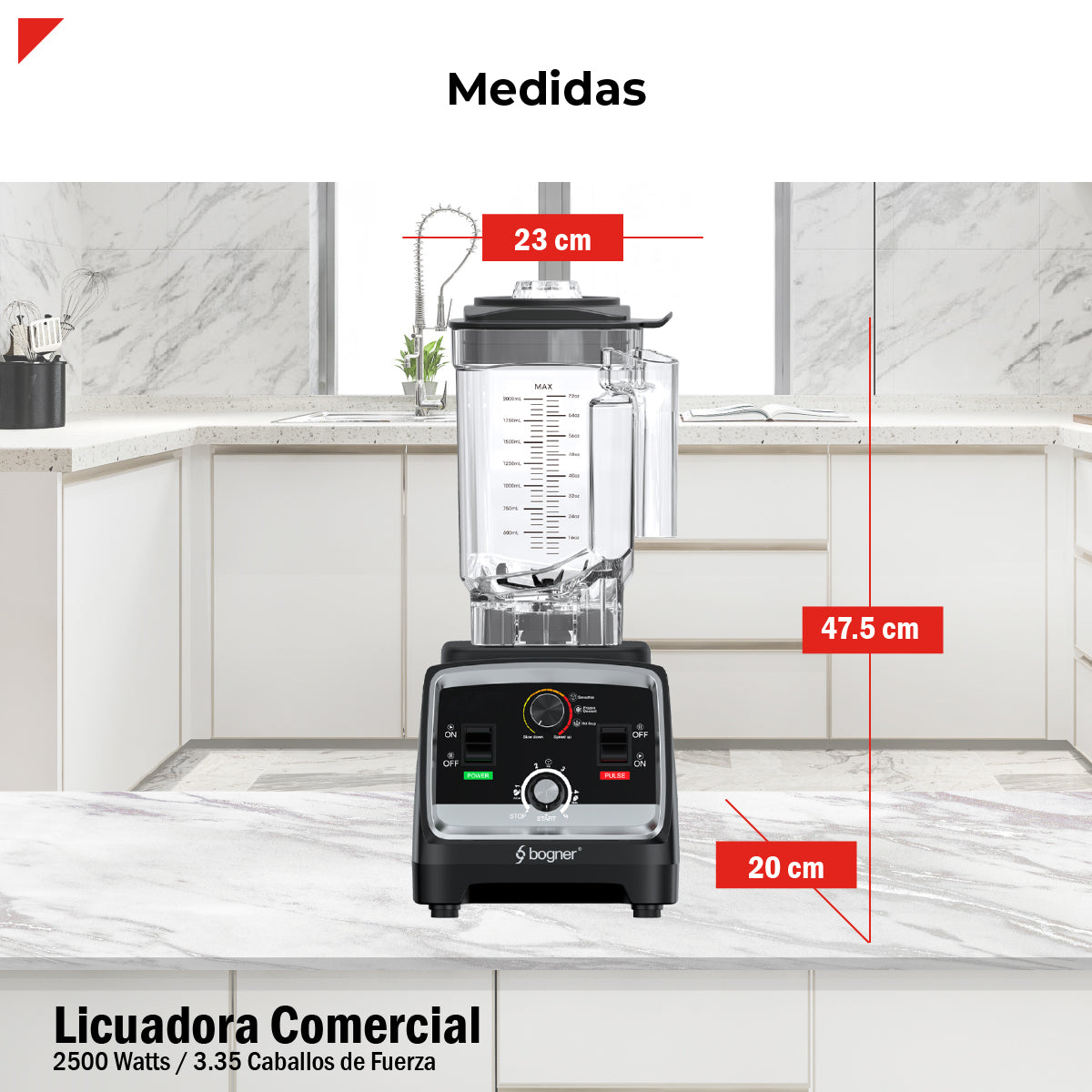 Bogner Licuadora Comercial 2500w 2l Tritán BSB07N