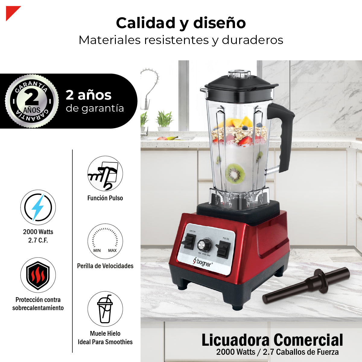 Bogner Licuadora Comercial 2000w 2l Tritán BSB08S