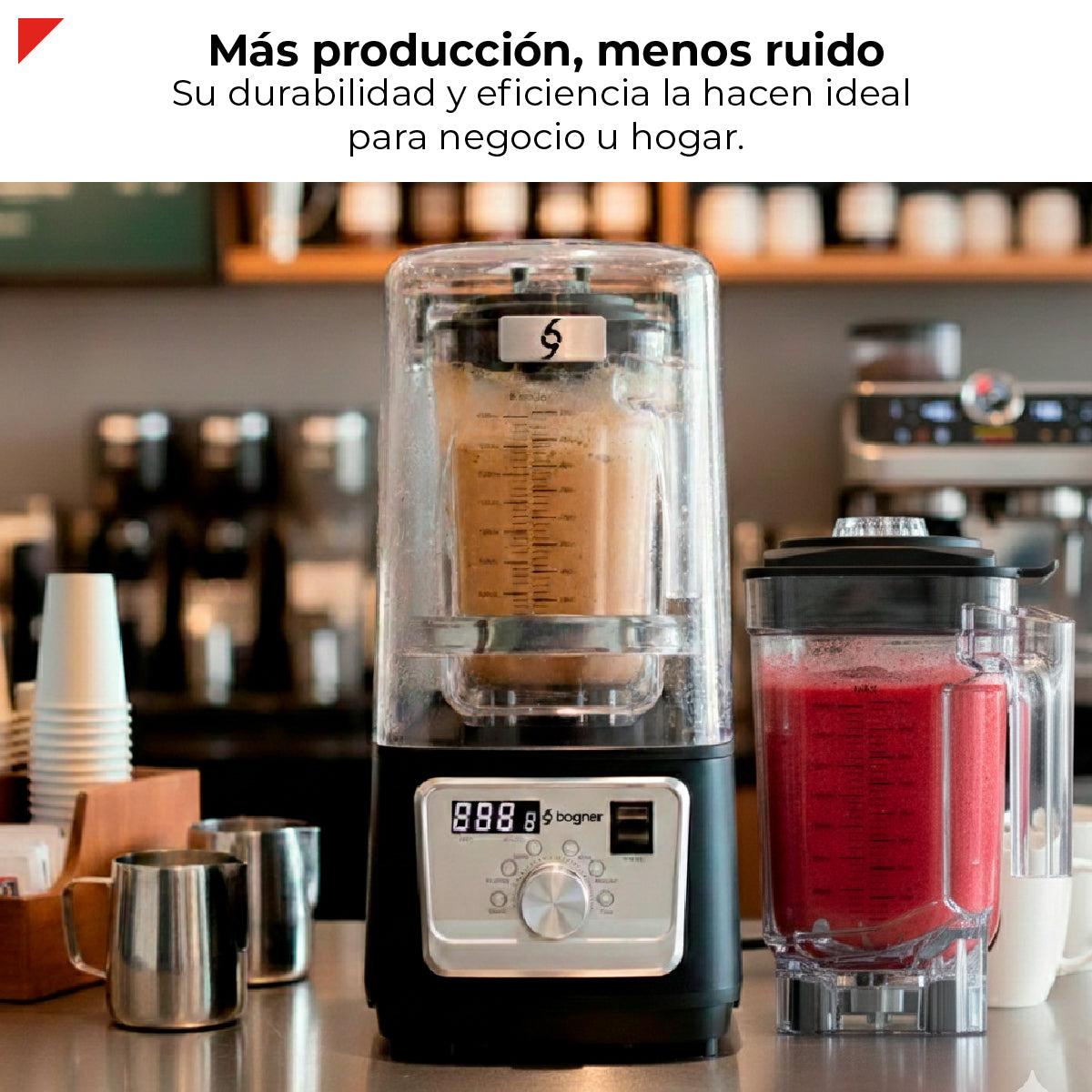 Bogner Combo Licuadora Silenciosa 3000w 4hp Tritán 2l + Vaso Extra