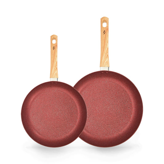 Set de Sartenes 24 y 28cm Roca Madera Ruby con Antiadherente Xylan Plus