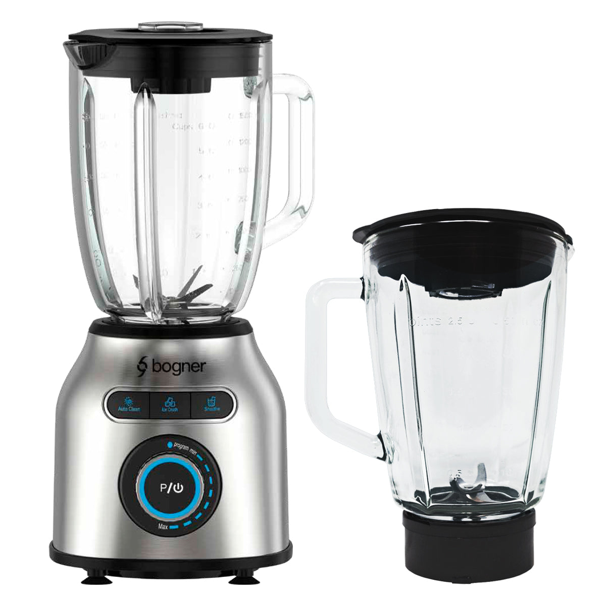 Combo Licuadora 1200 Watts Acero Inoxidable + Vaso extra Bogner