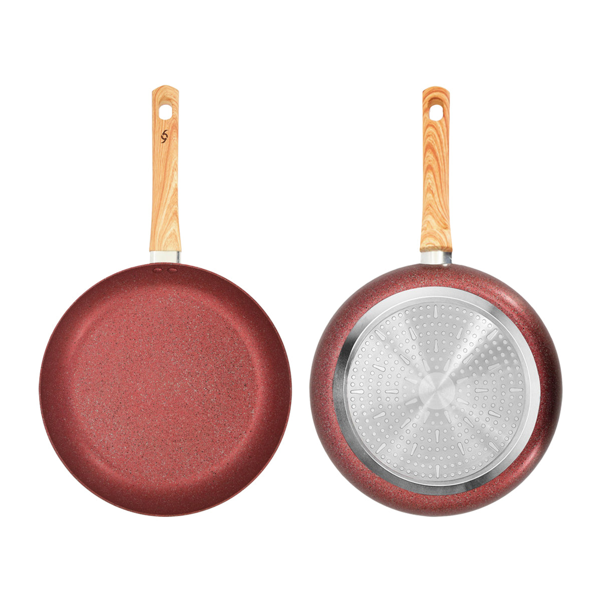 Set de Sartén con Comal 20 y 25cm Roca Madera Ruby con Antiadherente Xylan Plus