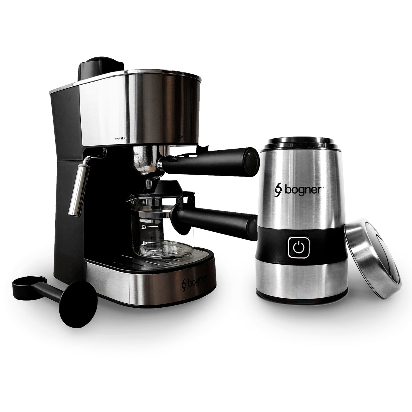 Cafetera Espresso Bogner Capuccino 4 Tazas + Molino de Alta Potencia