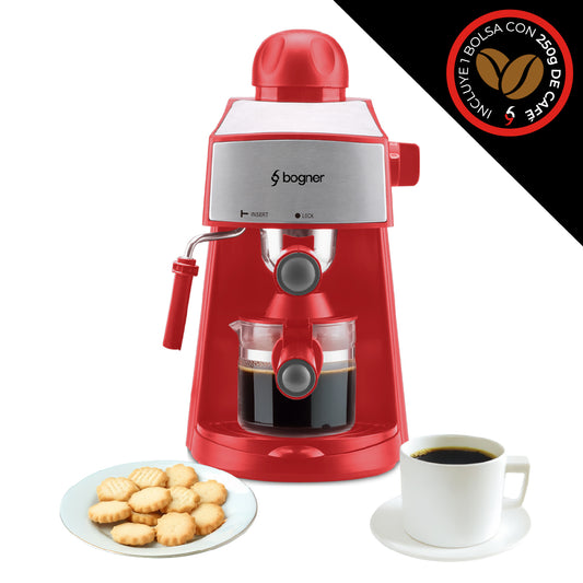 Bogner Cafetera Espresso 4 Tazas Con Espumador BCM35R