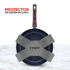 Set de Comal y Sartén 24 y 25 cm de granito y madera con doble antiadherente