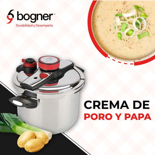 receta olla express, olla de presión, crema de poro y papa, recetas de cocina