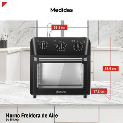Bogner Horno Freidora De Aire 18 Litros Acero Inox BAF18