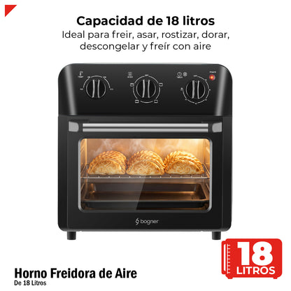 Bogner Horno Freidora De Aire 18 Litros Acero Inox BAF18