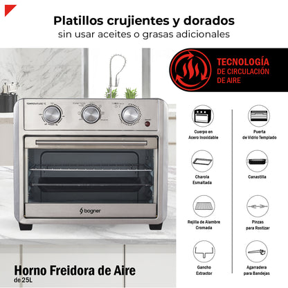 Bogner Horno Freidora De Aire Acero Inoxidable 25L BAF25