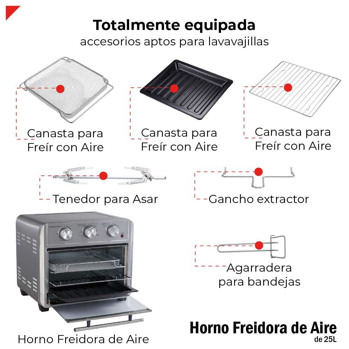 Bogner Horno Freidora De Aire Acero Inoxidable 25L BAF25