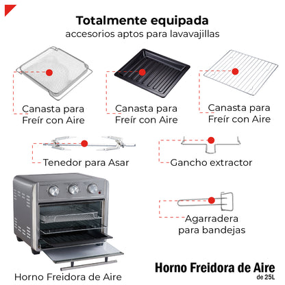 Bogner Horno Freidora De Aire Acero Inoxidable 25L BAF25