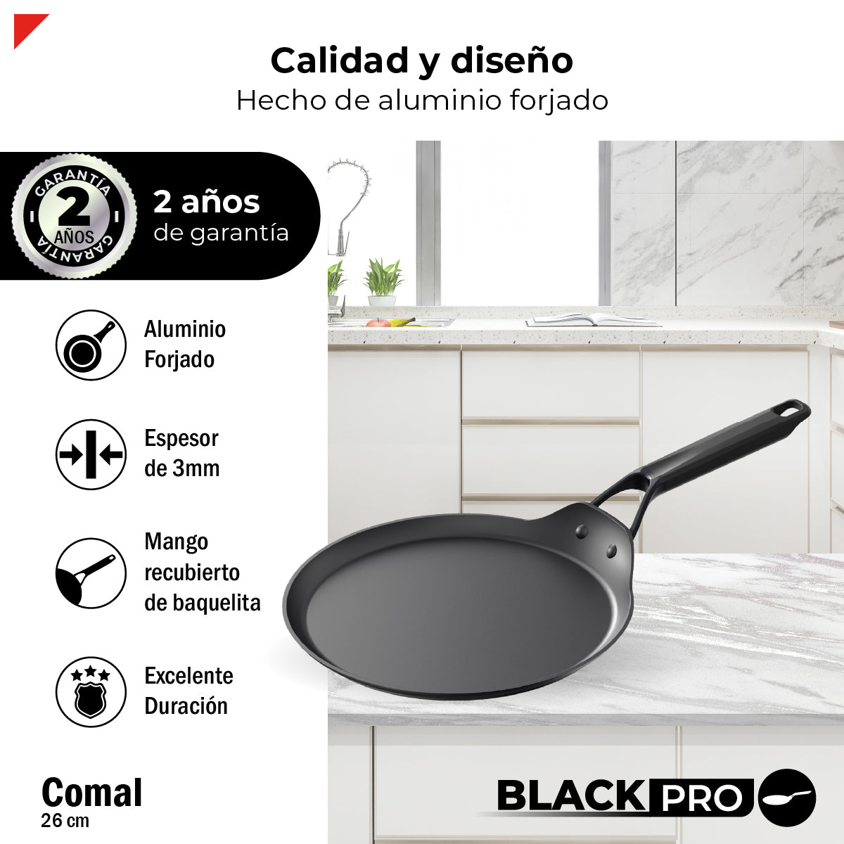 Bogner Comal 26cm Inducción Aluminio Forjado BCPBK26