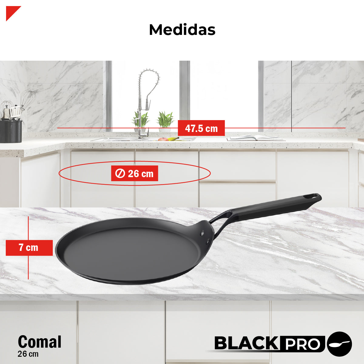 Bogner Comal 26cm Inducción Aluminio Forjado BCPBK26