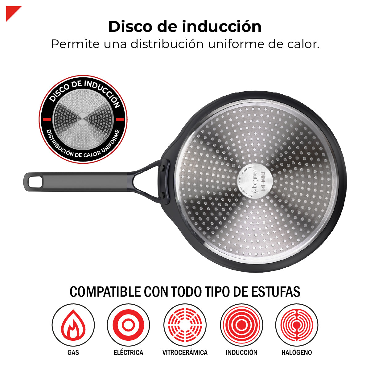 Bogner Comal 26cm Inducción Aluminio Forjado BCPBK26