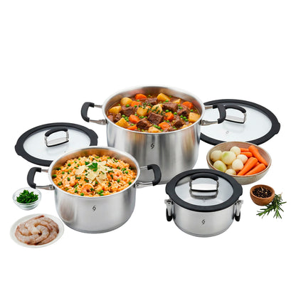 Bogner Batería De Cocina Apilable 6 Pz Acero Inox BCPS06AP