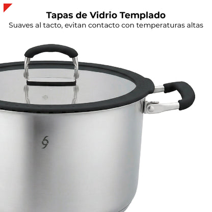 Bogner Batería De Cocina Apilable 6 Pz Acero Inox BCPS06AP