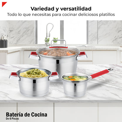 Bogner Batería De Cocina Acero Inoxidable 6 Piezas BCPS06SS