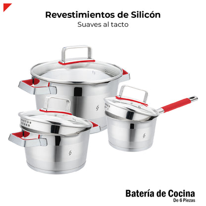 Bogner Batería De Cocina Acero Inoxidable 6 Piezas BCPS06SS