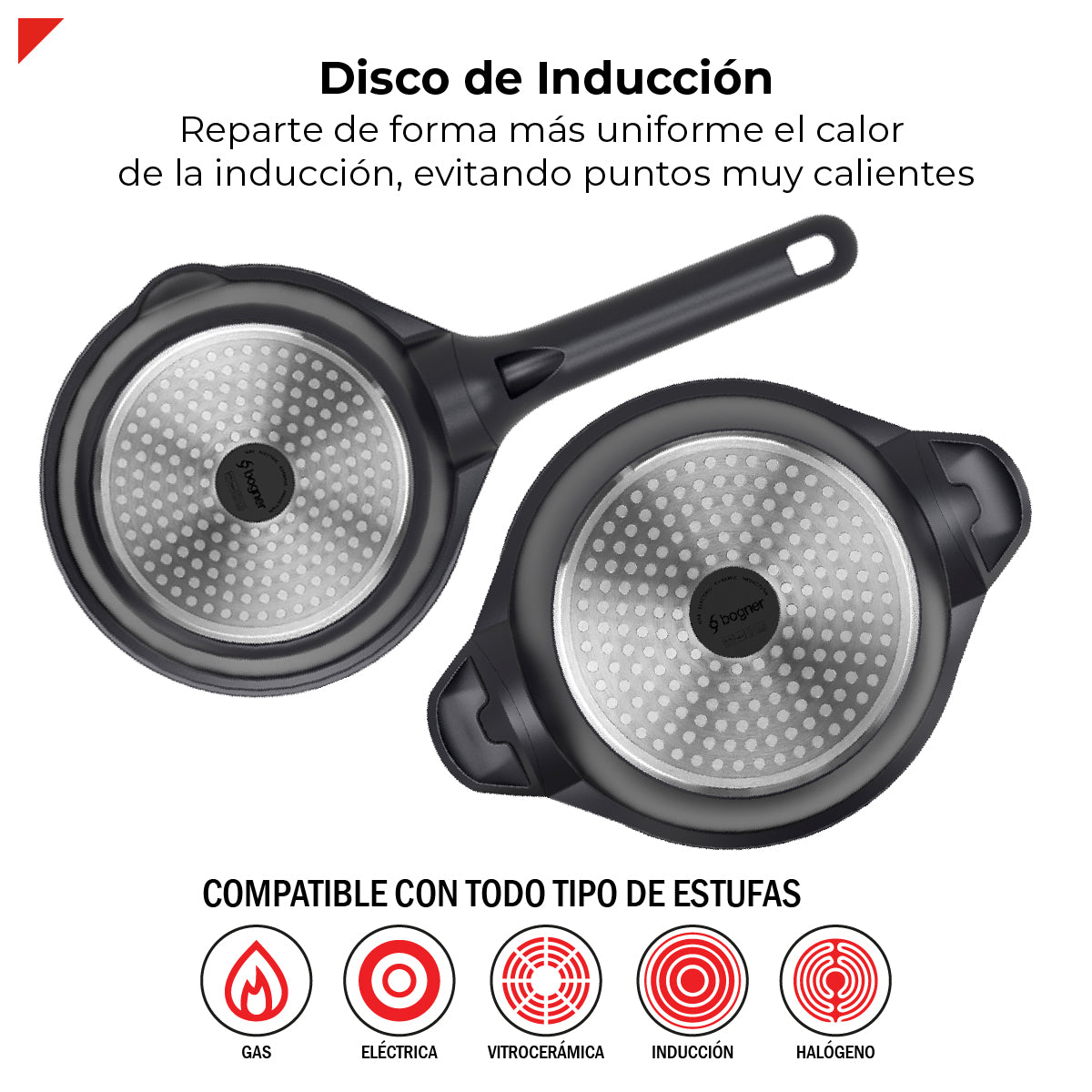 Batería de Cocina de 10 Piezas BCPS08BK de Aluminio Fundido con Antiadherente y Tapas de Vidrio