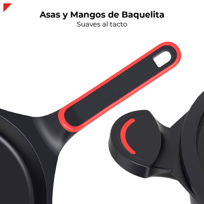 Batería de Cocina de 10 Piezas BCPS08BK de Aluminio Fundido con Antiadherente y Tapas de Vidrio