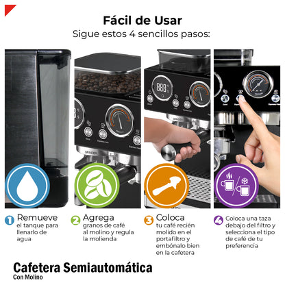 Bogner Cafetera Semiautomática 20b Con Molino BDCM20G