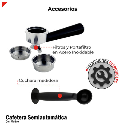 Bogner Cafetera Semiautomática 20b Con Molino BDCM20G