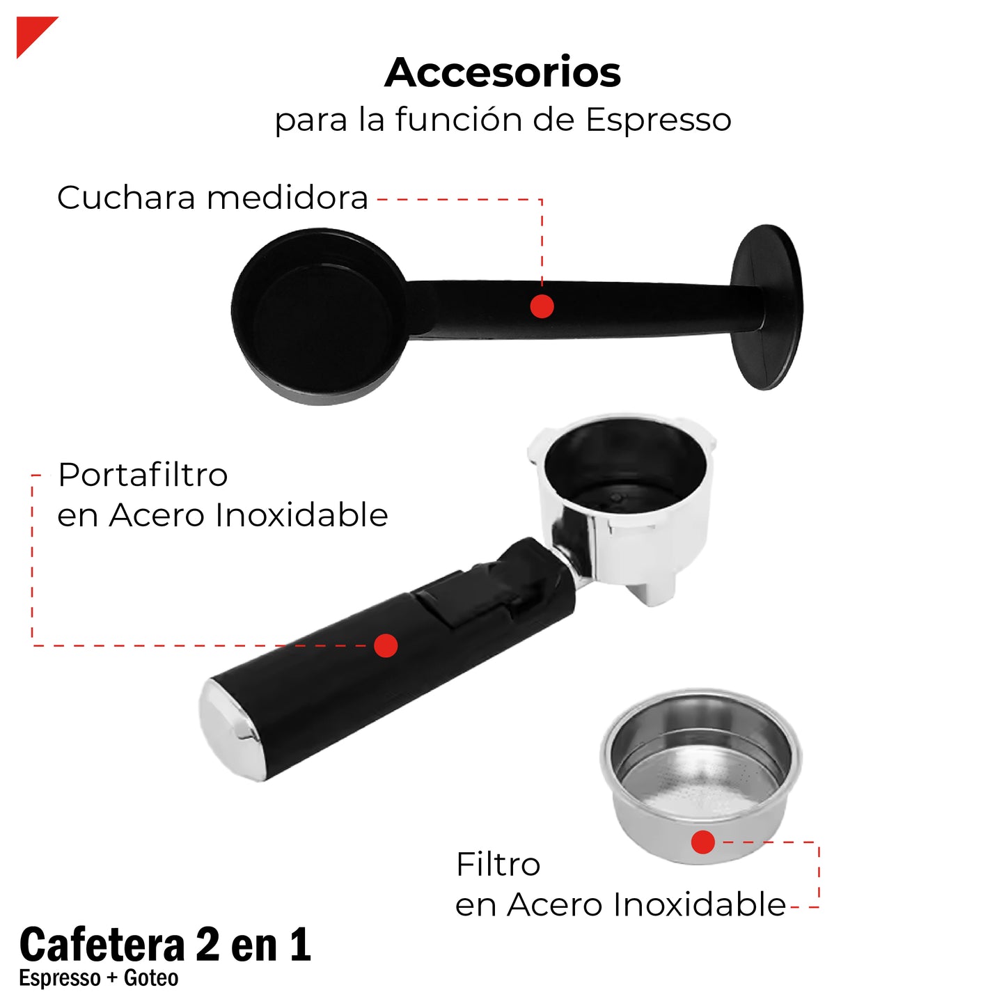 Cafetera 2 en 1 Espresso + Goteo Acero Inoxidable Bogner