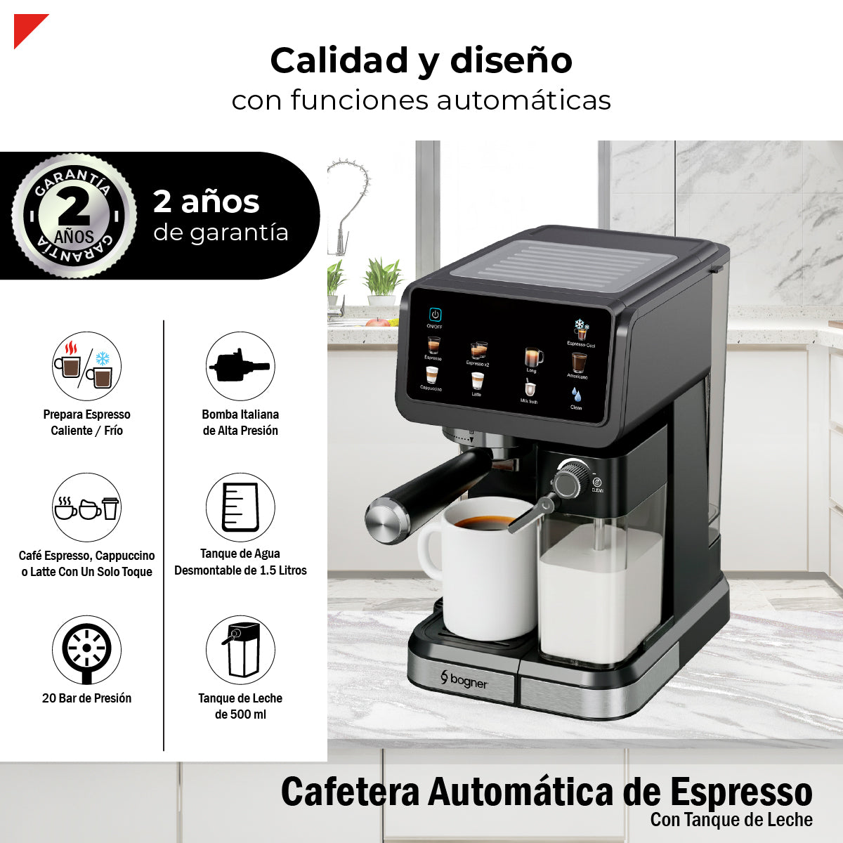 Bogner Cafetera Espresso Automática 20b BDECM03B