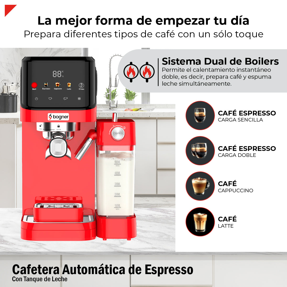 Cafetera Automática Para Espresso 20 Bar Con Tanque De Leche