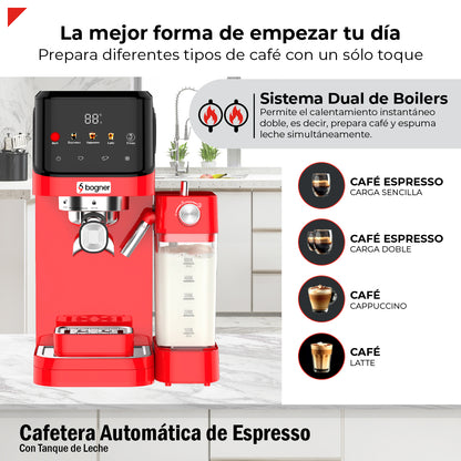 Cafetera Automática Para Espresso 20 Bar Con Tanque De Leche