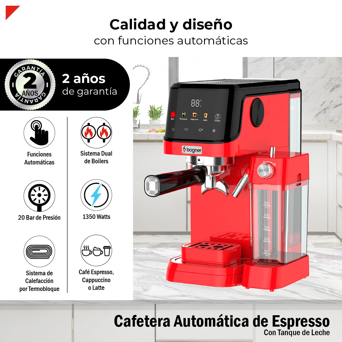 Cafetera Automática Para Espresso 20 Bar Con Tanque De Leche