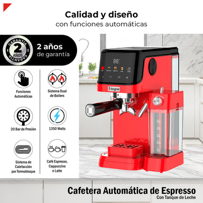 Cafetera Automática Para Espresso 20 Bar Con Tanque De Leche